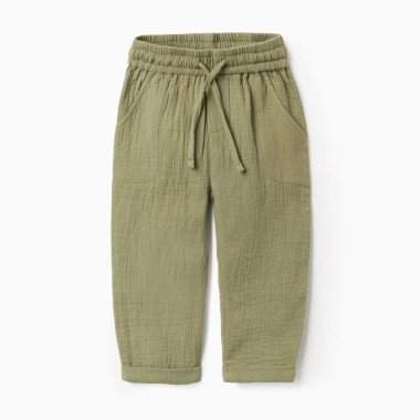 Zaļas vieglas bikses zēnam (6/9–24/36 mēn.)