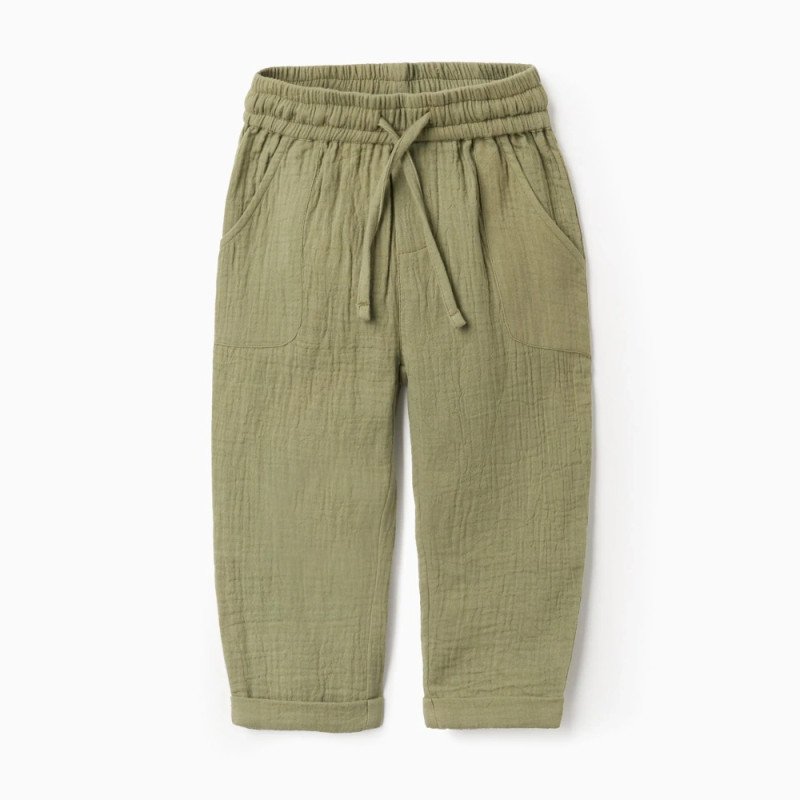 Zaļas vieglas bikses zēnam (6/9–24/36 mēn.)