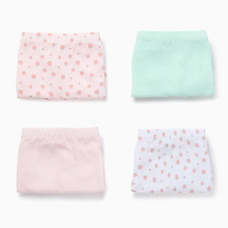 Kokvilnas apakšbiksītes meitenēm Zemenes, 4 pāri (2/3–13/14 g.)