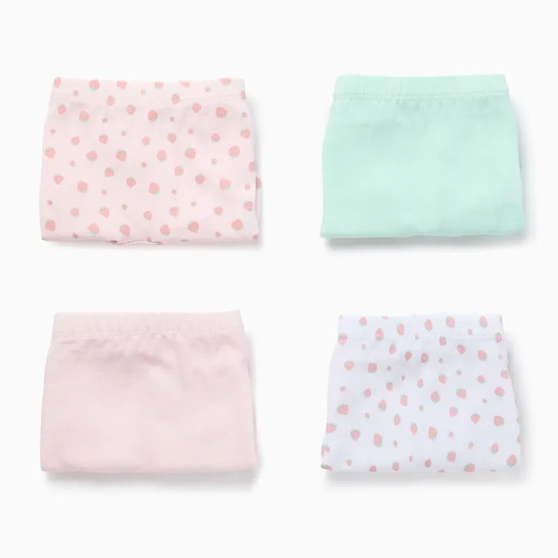 Medvilninės kelnaitės mergaitei Braškės, 4 vnt. (2/3-13/14)