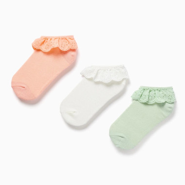 Īsās zeķes meitenei ar volāniem, 3 pāri (23/26–31/34)