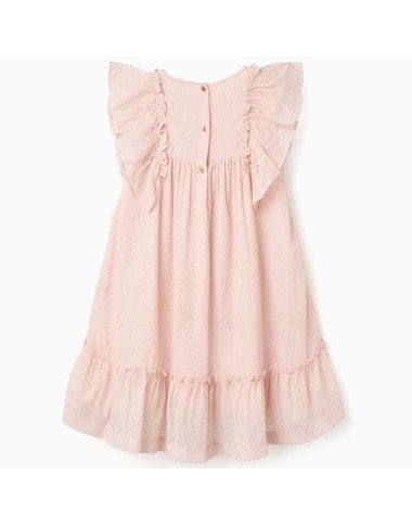 Rozā kleita meitenei ar volāniem (3/4–11/12 g.)