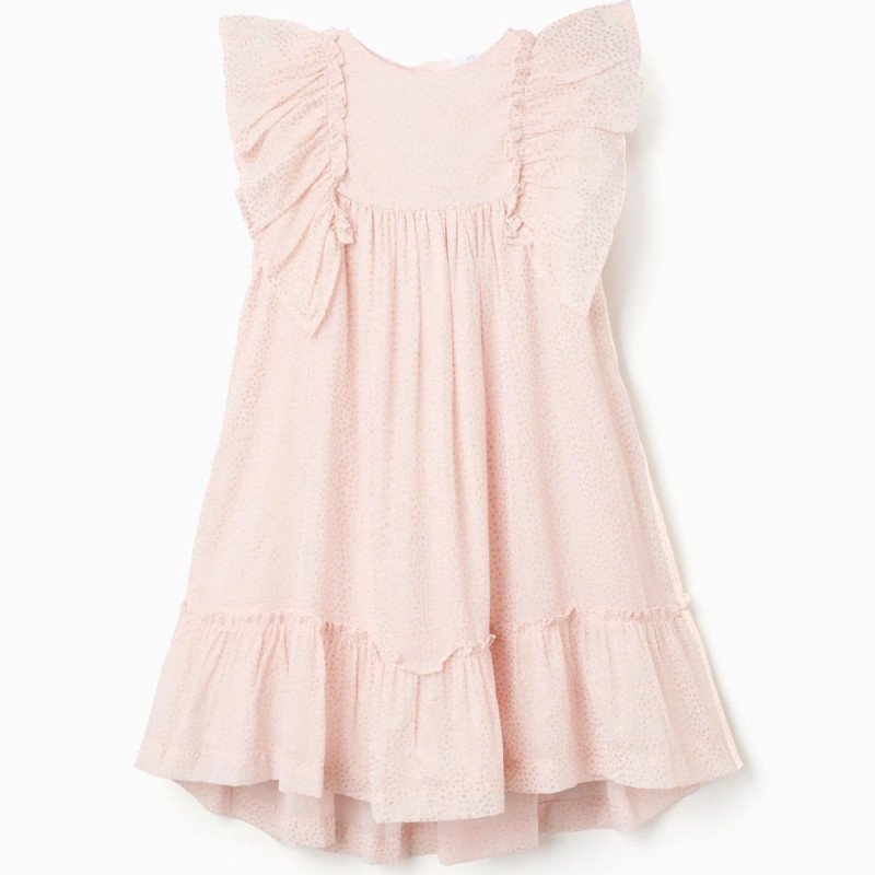 Rozā kleita meitenei ar volāniem (3/4–11/12 g.)