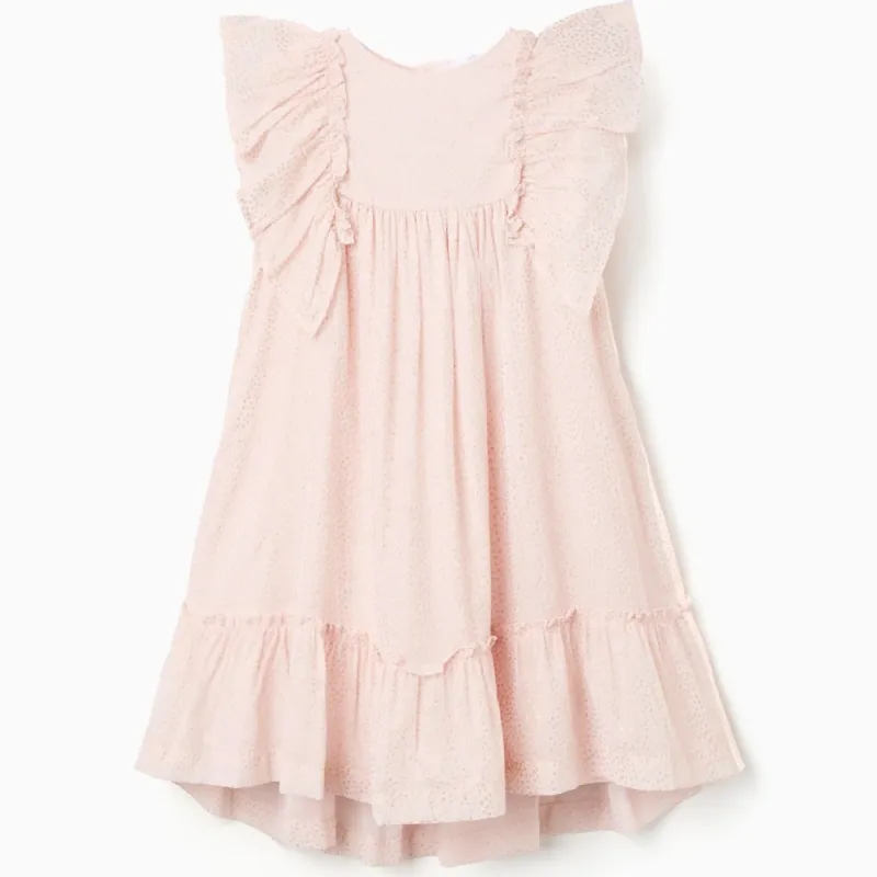 Rozā kleita meitenei ar volāniem (3/4–11/12 g.)