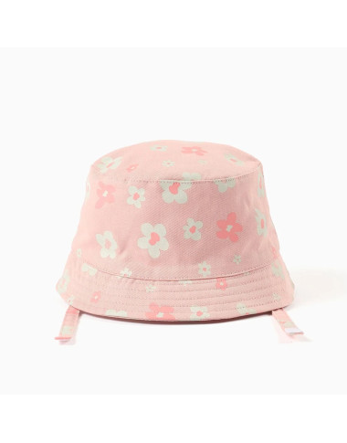 Rausva kepurė mergaitei su gėlytėmis (1-2 m)