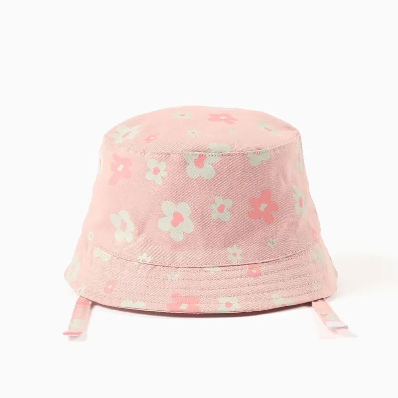 Rausva kepurė mergaitei su gėlytėmis (1-2 m)