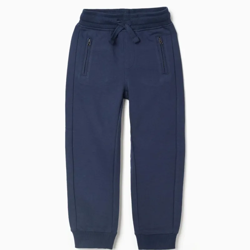 Tumši zilas kokvilnas bikses ar kabatām zēniem (3/4–13/14 g.)