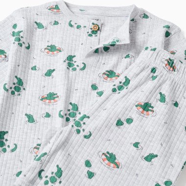 Medvilninė pilka pižama berniukams su krokodilais