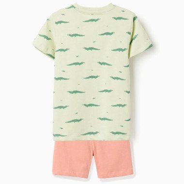 Medvilninė vasarinė pižama berniukams su krokodilais