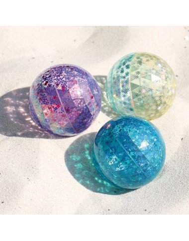 Ludi sensorinis kamuoliukas su blizgučiais, 10 cm: mėlynas, gelsvas, violetinis Ludi sensorinis kamuoliukas su blizgučiais, 10 cm: mėlynas, gelsvas, violetinis