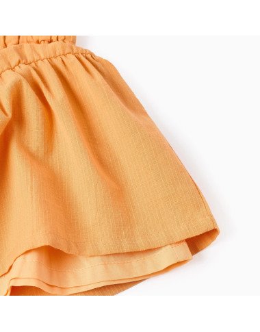 Oranžiniai šortai mergaitei su pamušalu (3/4–13/14)