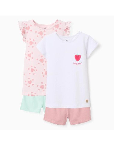 Bērnu pidžama Zemenes, 2 gab. (3/4–11/12 g.)