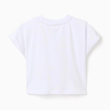 Cropped balts T-krekls ar puķītēm (3/4–13/14 g.) | Lapute.lt