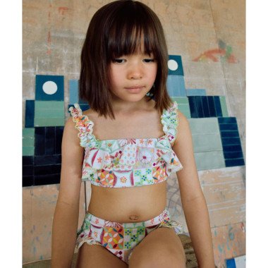 Spalvotas bikini mergaitei su raštu