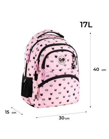 GoPack Meow Cats ergonomiska skolas mugursoma (17 l)