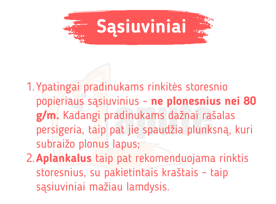 Patarimai kaip išsirinkti geriausius mokyklinius sąsiuvinius pirmokams