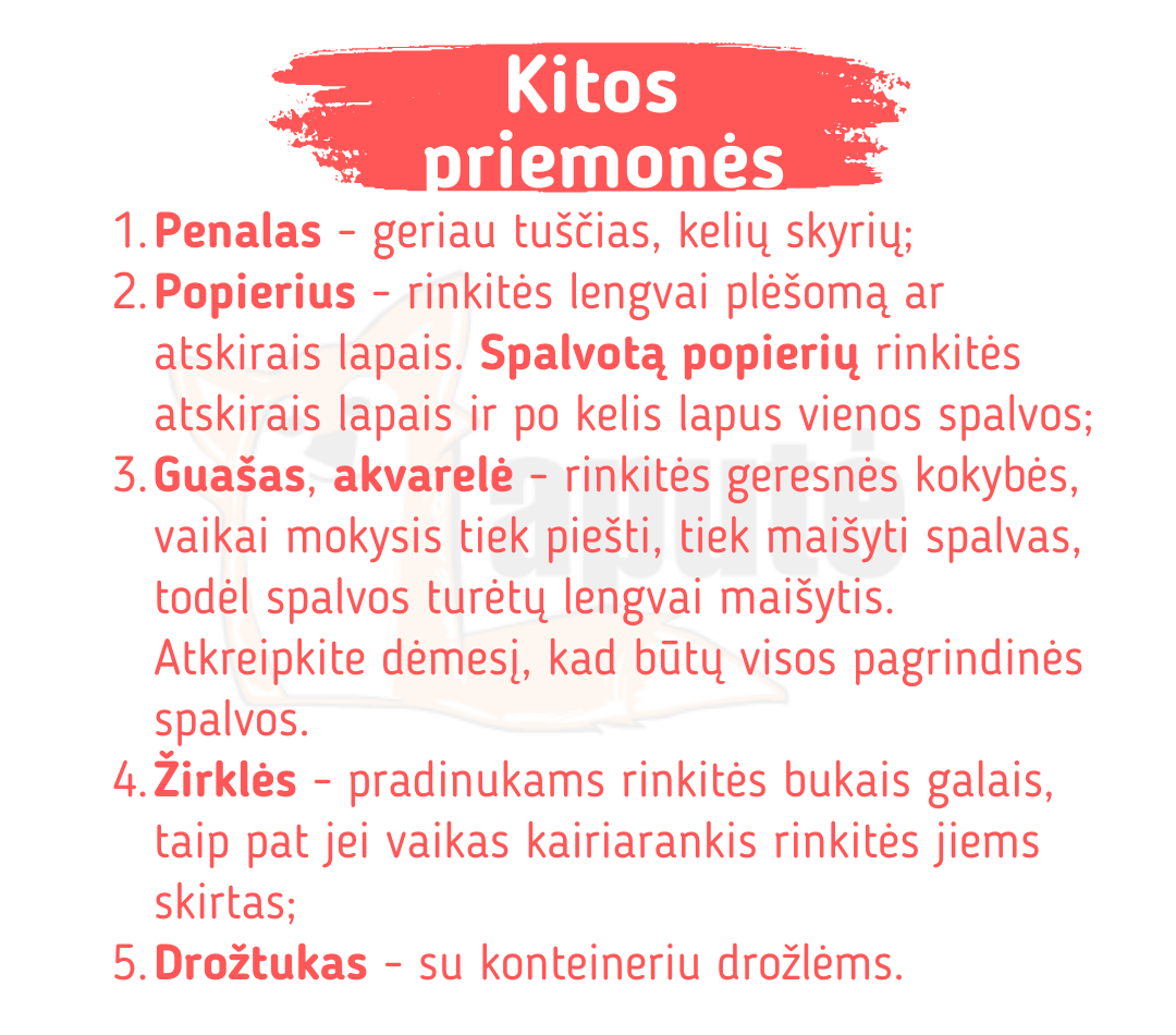 Patarimai: kokias priemones rinktis pirmokams